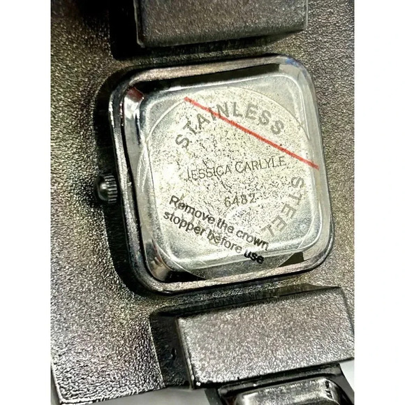Jessica Carlyle Wrist Watch Square Black Faux Diamonds 6482 - Picture 9 of 9